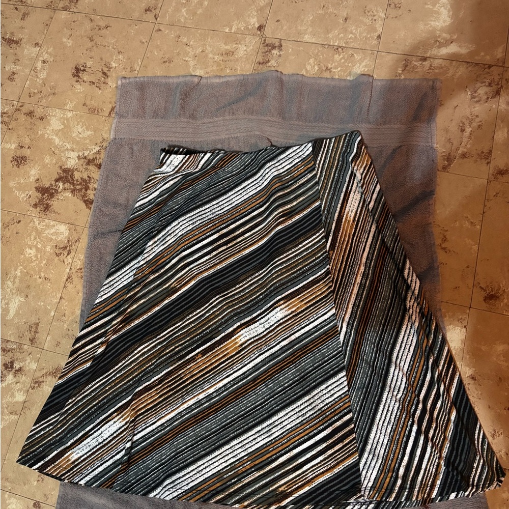Roz & Ali Striped Skirt - Black, White, green, and Brown